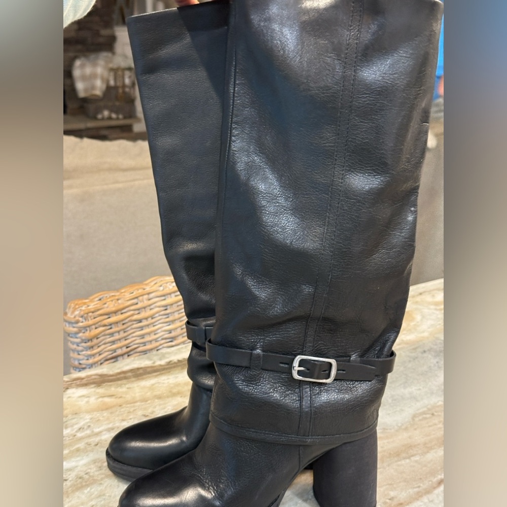 Women’s LUCKY BRAND Nathari Foldover black leather knee high boot- Size 8.5 - Picture 5 of 11